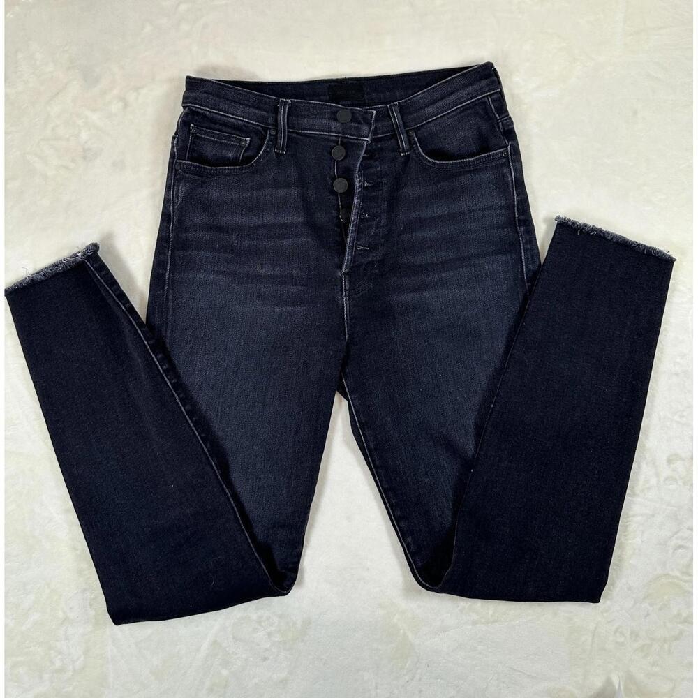Mother Pixie Swooner Ankle Fray Jeans Dark Wash High Rise Denim Pre-owned Sz 28